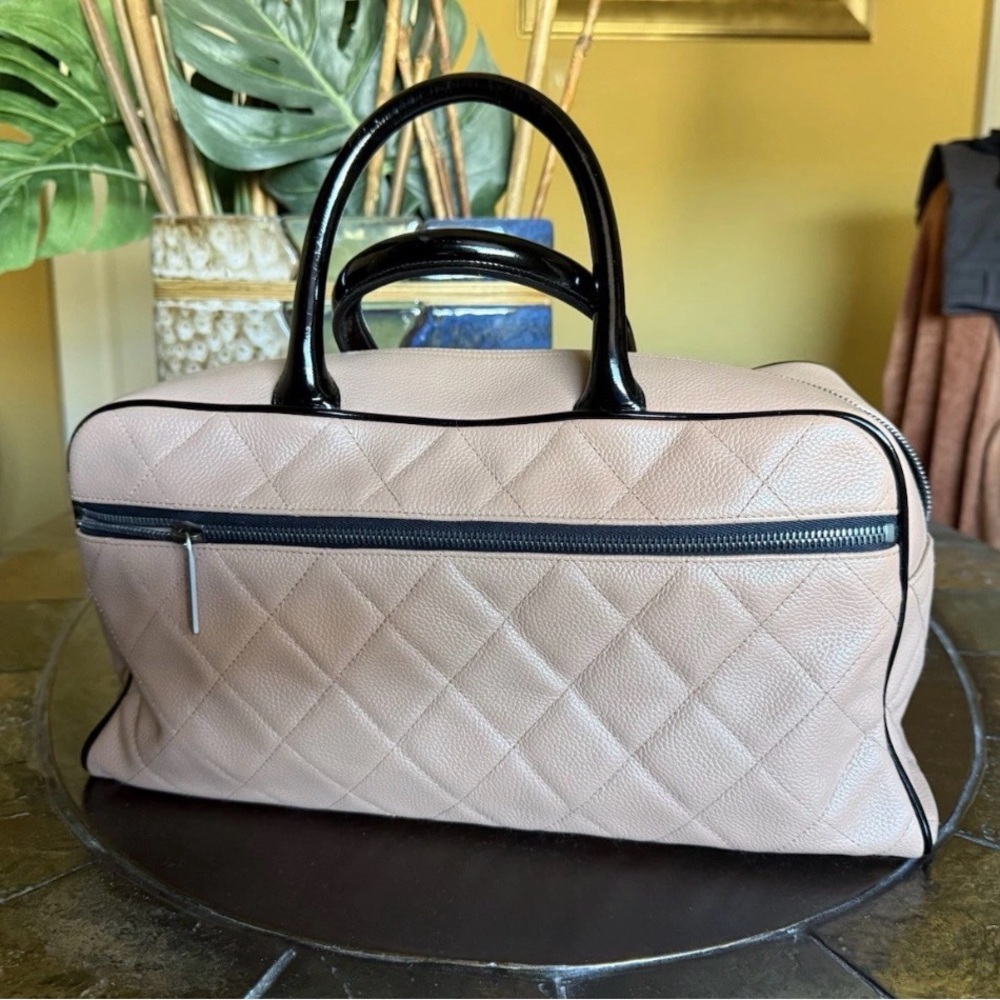 Chanel Tan Quilted Leather Bowling  Bag - Picture 5 of 8